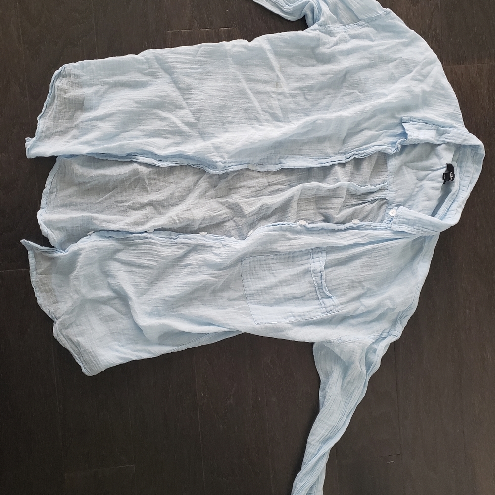 Line brand crinkled cotton button down shirt